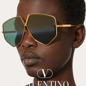 Valentino V Hexagon Glasses and  Black Leather Crossbody